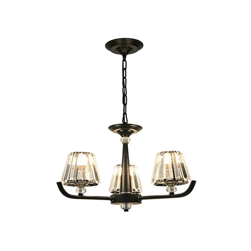 3/8 Heads Chandelier Light with Tapered Crystal Ceiling Fixture - Rebooters