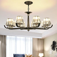 3/8 Heads Chandelier Light with Tapered Crystal Ceiling Fixture - Rebooters