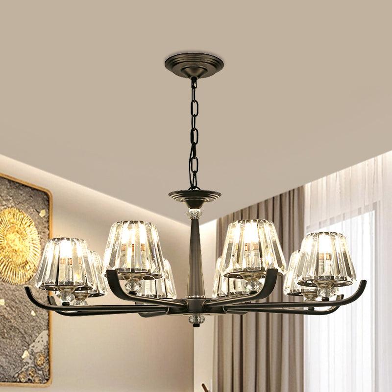 3/8 Heads Chandelier Light with Tapered Crystal Ceiling Fixture - Rebooters