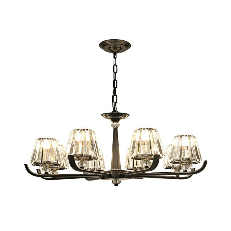 3/8 Heads Chandelier Light with Tapered Crystal Ceiling Fixture - Rebooters