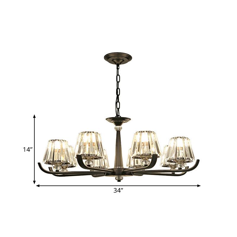 3/8 Heads Chandelier Light with Tapered Crystal Ceiling Fixture - Rebooters