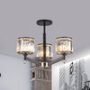 3/6 Lights Crystal Hanging Lamp Kit Traditional Black Cylinder Chandelier Lighting - Rebooters