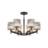 3/6 Lights Crystal Hanging Lamp Kit Traditional Black Cylinder Chandelier Lighting - Rebooters