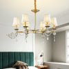 Flared Clear Crystal Drops Suspension Lamp Gold Chandelier - Rebooters
