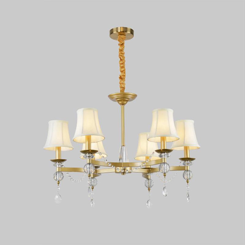 Flared Clear Crystal Drops Suspension Lamp Gold Chandelier - Rebooters