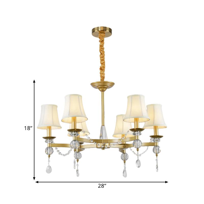 Flared Clear Crystal Drops Suspension Lamp Gold Chandelier - Rebooters
