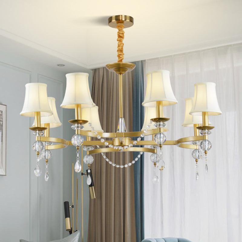 Flared Clear Crystal Drops Suspension Lamp Gold Chandelier - Rebooters