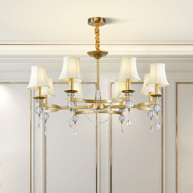 Flared Clear Crystal Drops Suspension Lamp Gold Chandelier - Rebooters