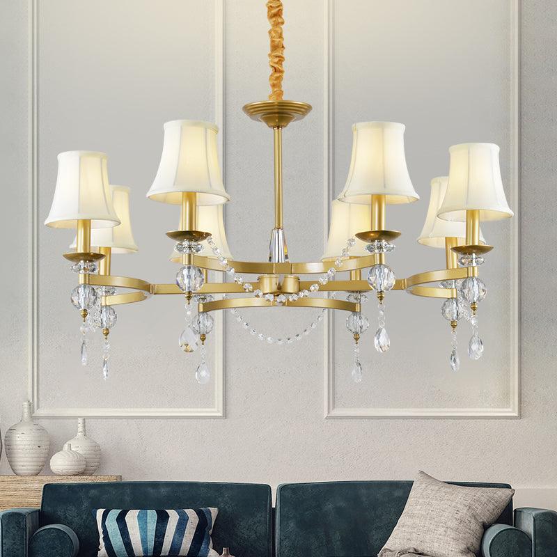 Flared Clear Crystal Drops Suspension Lamp Gold Chandelier - Rebooters