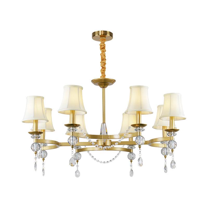 Flared Clear Crystal Drops Suspension Lamp Gold Chandelier - Rebooters