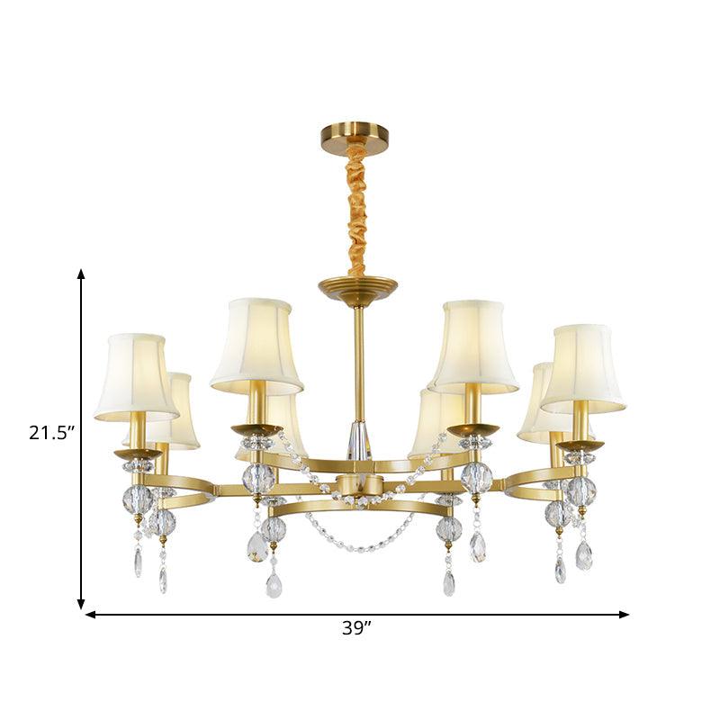 Flared Clear Crystal Drops Suspension Lamp Gold Chandelier - Rebooters