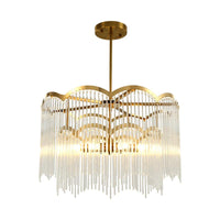 8 Heads Wavy Metal Frame Chandelier Modern Gold Crystal Light - Rebooters