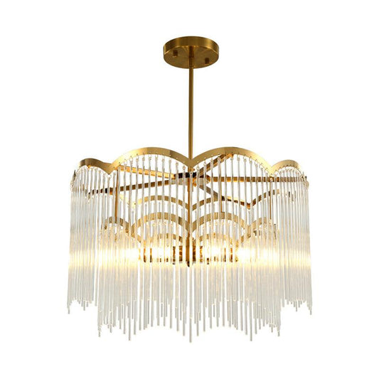 8 Heads Wavy Metal Frame Chandelier Modern Gold Crystal Light - Rebooters