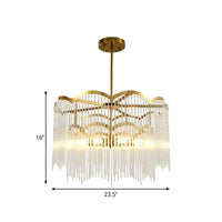 8 Heads Wavy Metal Frame Chandelier Modern Gold Crystal Light - Rebooters