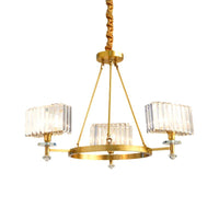3/6 Bulbs Suspension Lighting Contemporary Cuboid Crystal Pendant Chandelier in Gold - Rebooters