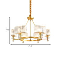 3/6 Bulbs Suspension Lighting Contemporary Cuboid Crystal Pendant Chandelier in Gold - Rebooters