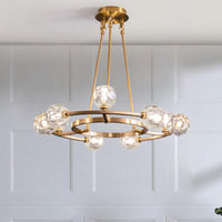 9 Heads Crystal Balls Chandelier Lamp Modern Gold Wheel Light - Rebooters