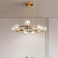 9 Heads Crystal Balls Chandelier Lamp Modern Gold Wheel Light - Rebooters