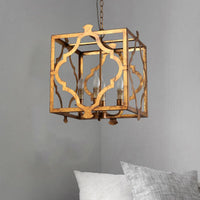 Antiqued Cube Cage Ceiling Chandelier 4 Lights Metal Candelabra - Rebooters