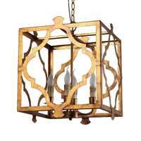 Antiqued Cube Cage Ceiling Chandelier 4 Lights Metal Candelabra - Rebooters