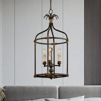 Birdcage Living Room Chandelier Lighting Rustic Metallic Lamp - Rebooters