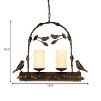 2 Lights Pendant Chandelier Vintage Bird Cage Metal Lamp - Rebooters
