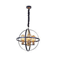 Amber Glass Ellipse Pendant Chandelier 4/6-Light Black-Gold Lamp - Rebooters