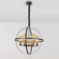 Amber Glass Ellipse Pendant Chandelier 4/6-Light Black-Gold Lamp - Rebooters