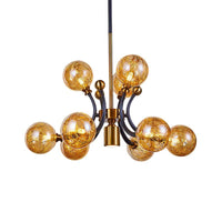 Amber Glass Global Pendant Lamp Minimalism 8/9 Heads Chandelier - Rebooters