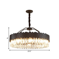 8 Bulbs Crystal Ovals Hanging Pendant Modern Black Chandelier - Rebooters