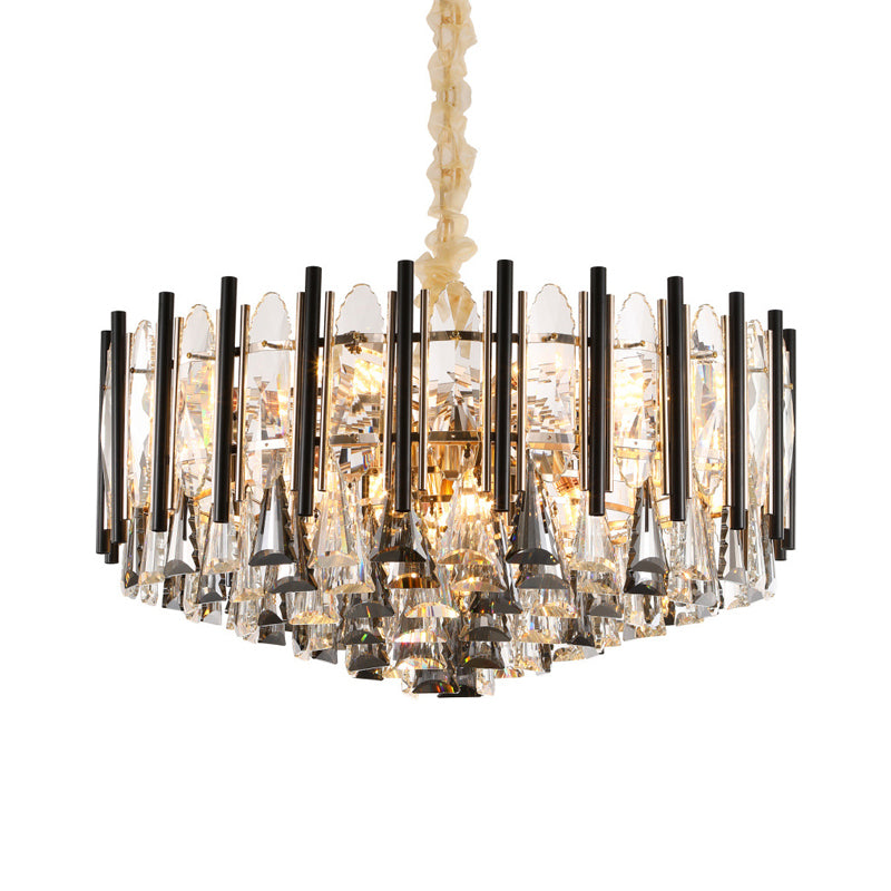 12 Heads Tapered Chandelier Light Modern Clear Crystal Lamp - Rebooters