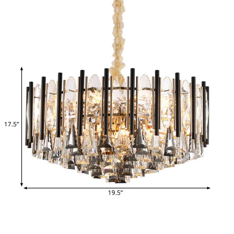 12 Heads Tapered Chandelier Light Modern Clear Crystal Lamp - Rebooters