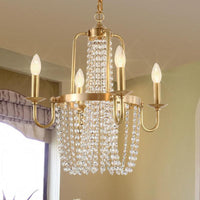 4 Bulbs Candelabra Hanging Pendant Gold Crystal Chandelier - Rebooters