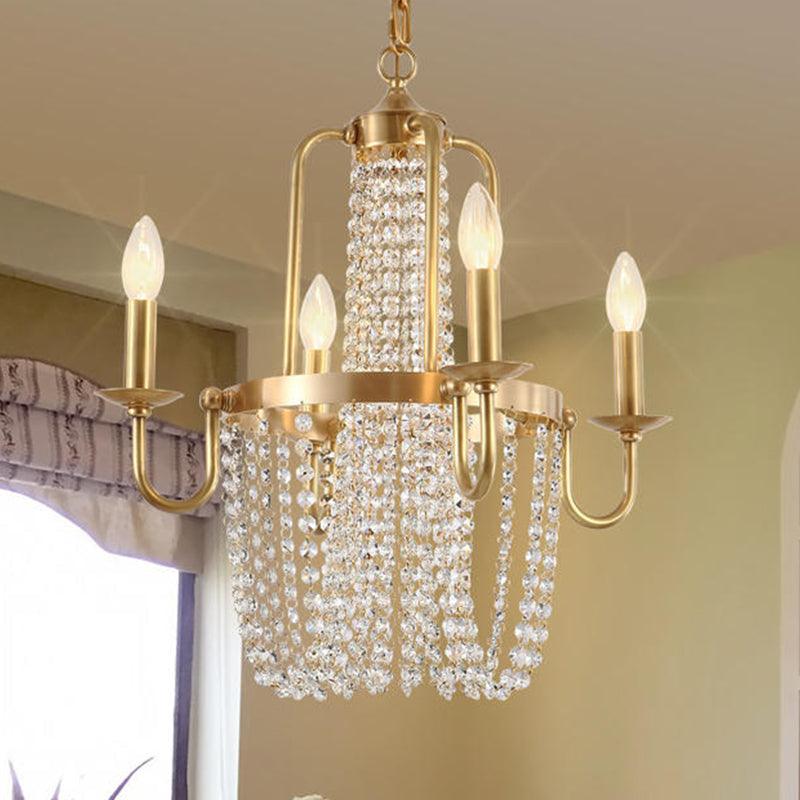 4 Bulbs Candelabra Hanging Pendant Gold Crystal Chandelier - Rebooters