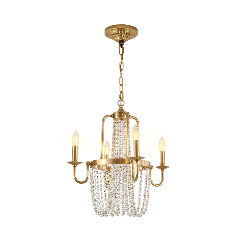 4 Bulbs Candelabra Hanging Pendant Gold Crystal Chandelier - Rebooters