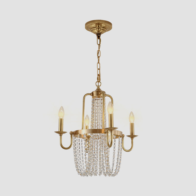 4 Bulbs Candelabra Hanging Pendant Gold Crystal Chandelier - Rebooters