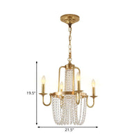 4 Bulbs Candelabra Hanging Pendant Gold Crystal Chandelier - Rebooters