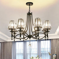 8 Heads Hanging Light Fixture Modern Chandelier Black Glass - Rebooters