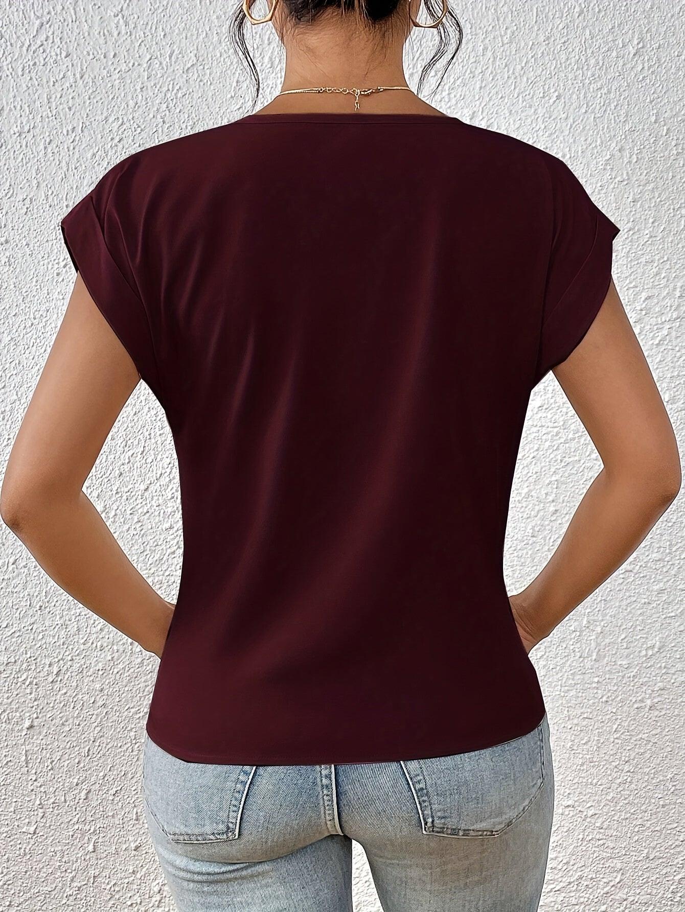 V-Neck Blouse With Draped Front Design For Women Rebooters Womens Shirts