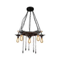 Aged Silver Gear Design Ceiling Lamp Vintage Industrial Metal 6 Heads Restaurant Hanging Lamp - Rebooters