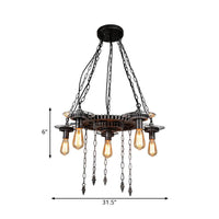 Aged Silver Gear Design Ceiling Lamp Vintage Industrial Metal 6 Heads Restaurant Hanging Lamp - Rebooters