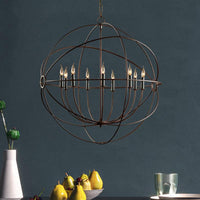 Antique Style Spherical Ceiling Pendant with Cage Shade Chandelier - Rebooters