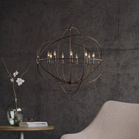 Antique Style Spherical Ceiling Pendant with Cage Shade Chandelier - Rebooters