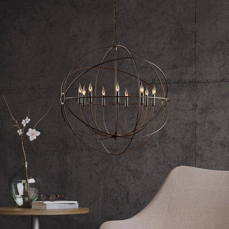 Antique Style Spherical Ceiling Pendant with Cage Shade Chandelier - Rebooters