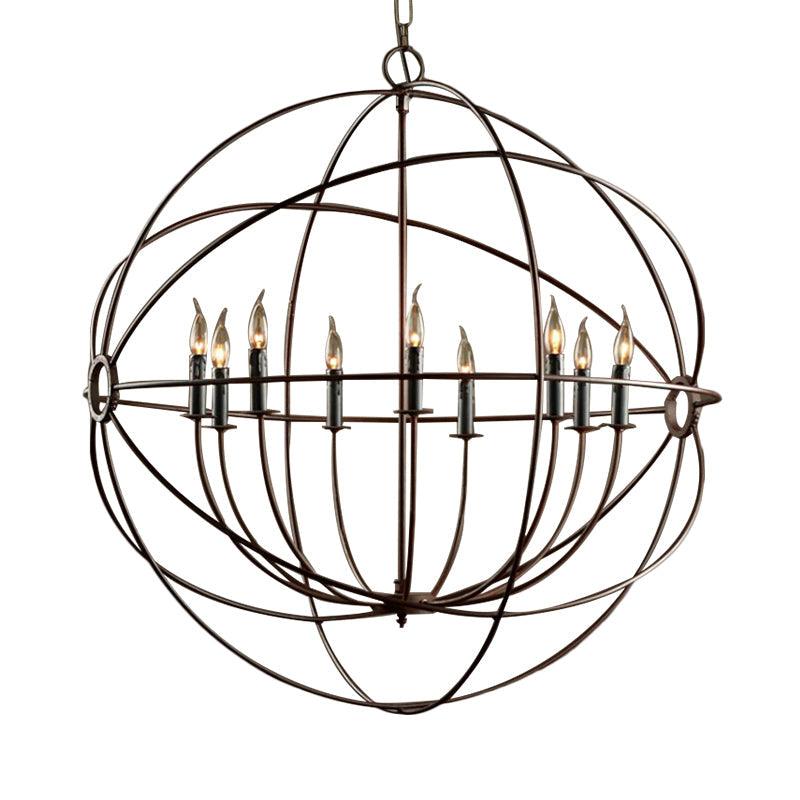 Antique Style Spherical Ceiling Pendant with Cage Shade Chandelier - Rebooters