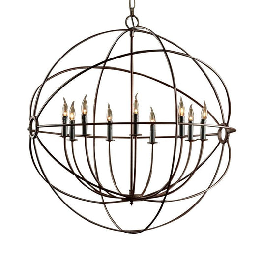 Antique Style Spherical Ceiling Pendant with Cage Shade Chandelier - Rebooters