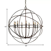 Antique Style Spherical Ceiling Pendant with Cage Shade Chandelier - Rebooters