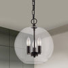 3 Lights Ceiling Light Fixture Rustic Bubble Shade Clear Glass Pendant Chandelier in Black - Rebooters