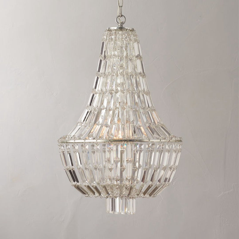 Victorian Empire Chandelier Lighting for Villa Stairwell Crystal 6 Lights Pendant Lamp Silver Finish - Rebooters