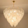 1 Light Living Room Chandelier Pendant with Leaf Glass Shade Gold Ceiling Light Fixture - Rebooters